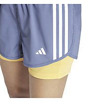 adidas Own the Run 2IN1 - Laufhose - Damen, Light Blue/Yellow
