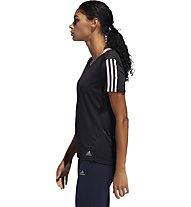 adidas Run 3 Stripes - maglia running - donna, Black