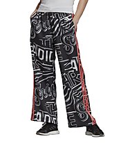 adidas All Over Printed 3-Stripes Wide - pantaloni lunghi - donna, Red/Grey