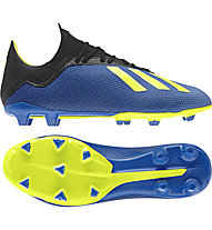 adidas X 18.3 FG - scarpe da calcio terreni compatti, Black/Blue/Lime