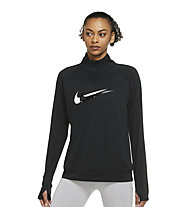 Nike Dri-FIT Swoosh Run - maglia running - donna, Black/White