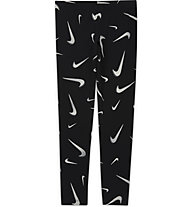 Nike NSW Big Kids' (Girls') Printed - pantaloni lunghi fitness - ragazza, Black/White