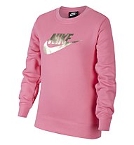 Nike NSW Big Kids' (Girls') French Terry Crew - felpa - ragazza, Pink/Golden