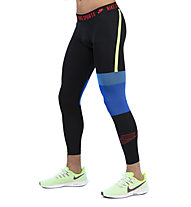 Nike Pro - pantaloni fitness - uomo, Black/Light Blue/Green
