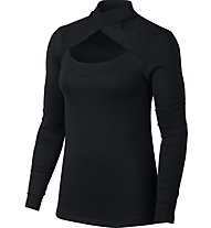 Nike Pro Warm Top Mesh Neck LS - Langarmshirt - Damen, Black