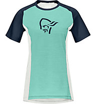 Norrona fjørå wool - T-Shirt - Damen, Green/White/Blue