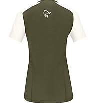 Norrona fjørå wool - T-Shirt - Damen, Dark Green/White