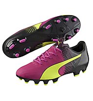 Puma evoSpeed 4.5 Tricks FG - scarpe da calcio, Pink/Yellow
