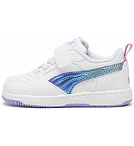 Puma Rebound V6 Jr - sneakers - bambina, White/Blue/Purple