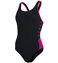 Speedo Boom Logo Splice Muscleback - Badeanzug - Damen, Black/Pink