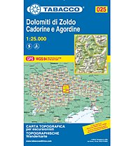 Tabacco Carta N.025 Dolomiti di Zoldo, Cadorine e Agordine - 1:25.000, 1:25.000