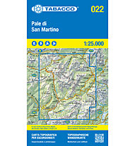 Tabacco Karte N. 022 Pale di San Martino - 1:25.000, 1:25.000