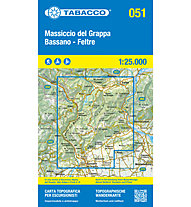 Tabacco Carta N.051 Massiccio del Grappa-Bassano-Feltre - 1:25.000, 1:25.000