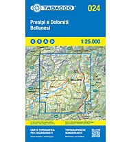 Tabacco Karte N.024 Prealpi e Dolomiti Bellunesi - 1:25.000, 1:25.000