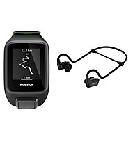 TOM TOM Runner 3 Cardio + Music + auricolari Bluetooth - orologio GPS multisport, Black/Green