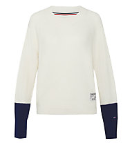 Tommy Jeans Contrast Sleeve - maglione - donna, White/Blue