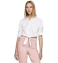 Tommy Jeans Tie Front Cropped - Langarm Hemd - Damen, White