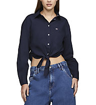 Tommy Jeans Tie Front Cropped - Langarm Hemd - Damen, Dark Blue