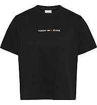 Tommy Jeans Linear Logo - T-Shirt - Damen, Black