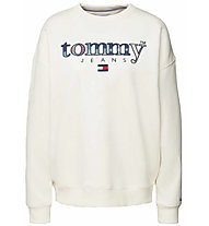 Tommy Jeans W Oversize Tartan 1 Applique Crew - felpa - donna, White