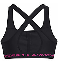 Under Armour Crossback Mid - Sport BHs - Damen, Black/Dark Pink