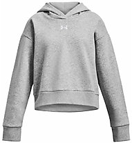 Under Armour Rival Fleece Crop Jr - felpa con cappuccio - ragazza, Grey