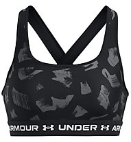 Under Armour Crossback MID Print - reggiseno sportivo a medio impatto - donna, Black/Grey