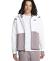 Under Armour Unstoppable Fleece Full-Zip - felpa con cappuccio - uomo, White/Brown